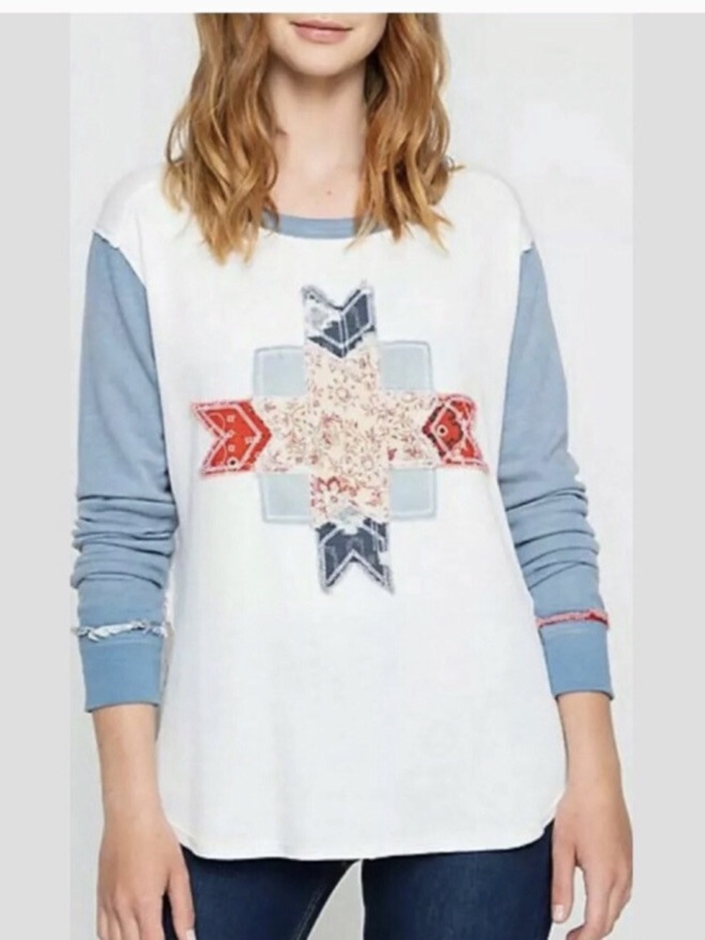 We the Free Lonestar Patchwork Long Sleeved Tee XS